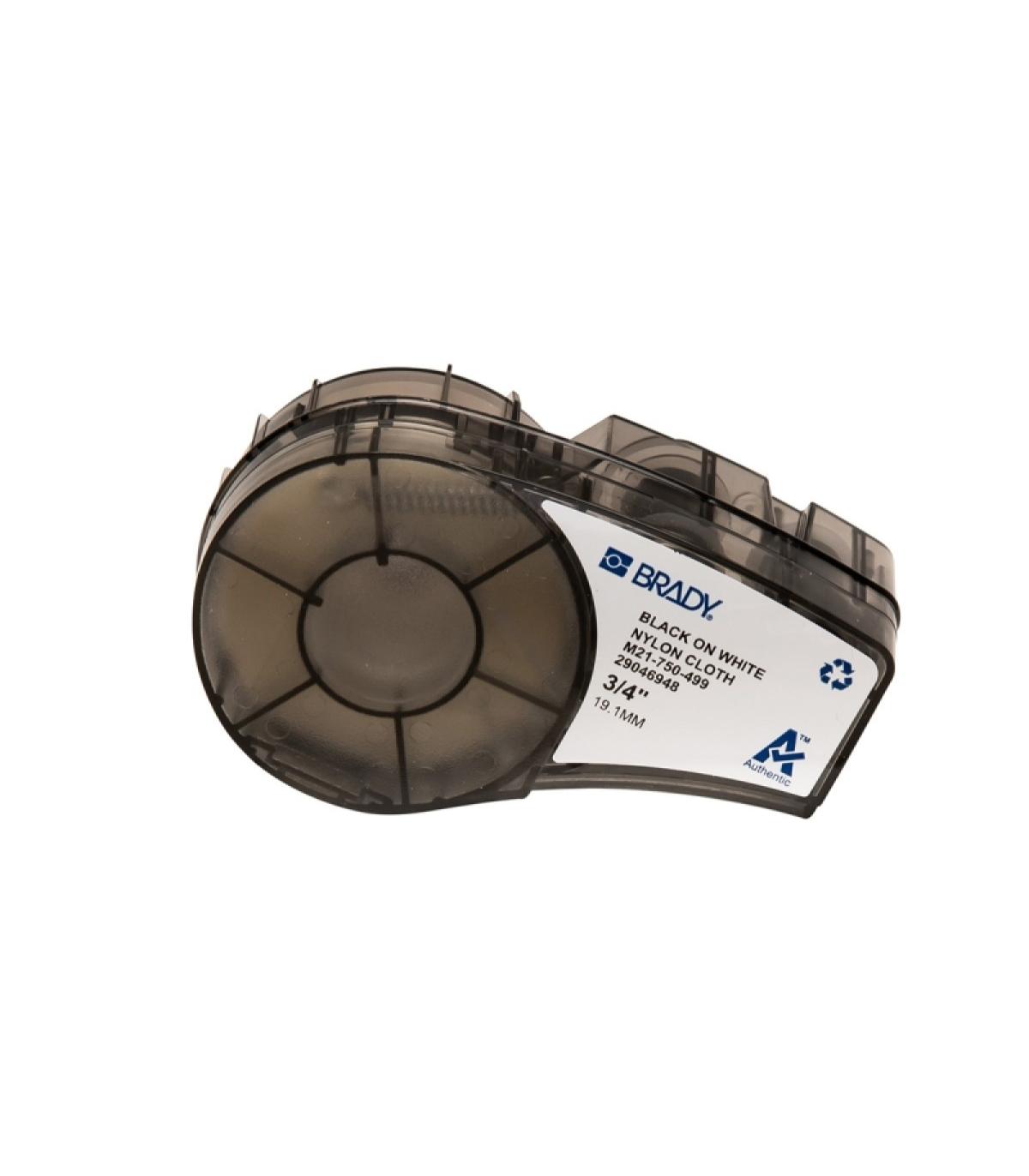 Brady M21-750-499 Cinta de Etiquetas Original de Nylon - Texto Negro sobre Fondo Blanco - Ancho 19,05mm x 4,88m