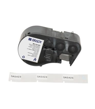 Brady M4-124-461 Cinta de Etiquetas Original Poliester Autolaminable para Laboratorio - Texto Negro sobre Fondo Blanco - Ancho..