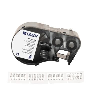 Brady M4-131-499 Cinta de Etiquetas Original Tela de Nylon - Texto Negro sobre Fondo Blanco - Ancho 25,40mm x Alto 12,70mm