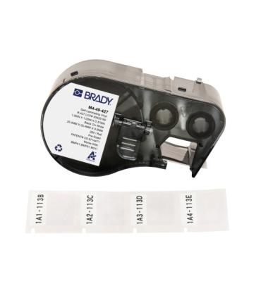 Brady M4-49-427 Cinta de Etiquetas Original Vinilo Autolaminable - Texto Negro sobre Fondo Blanco - Ancho 25,40mm x Alto 25,40mm