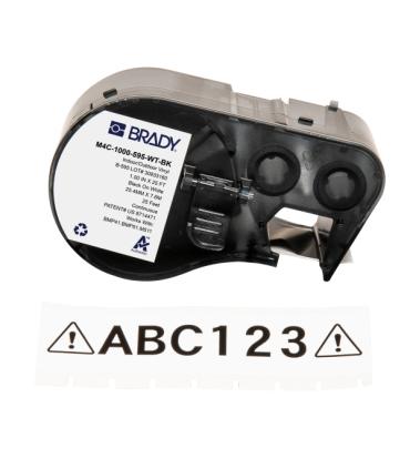 Brady M4C-1000-595-WT-BK Cinta de Etiquetas Original Vinilo - Texto Negro sobre Fondo Blanco - Ancho 25,40mm x 7,62m