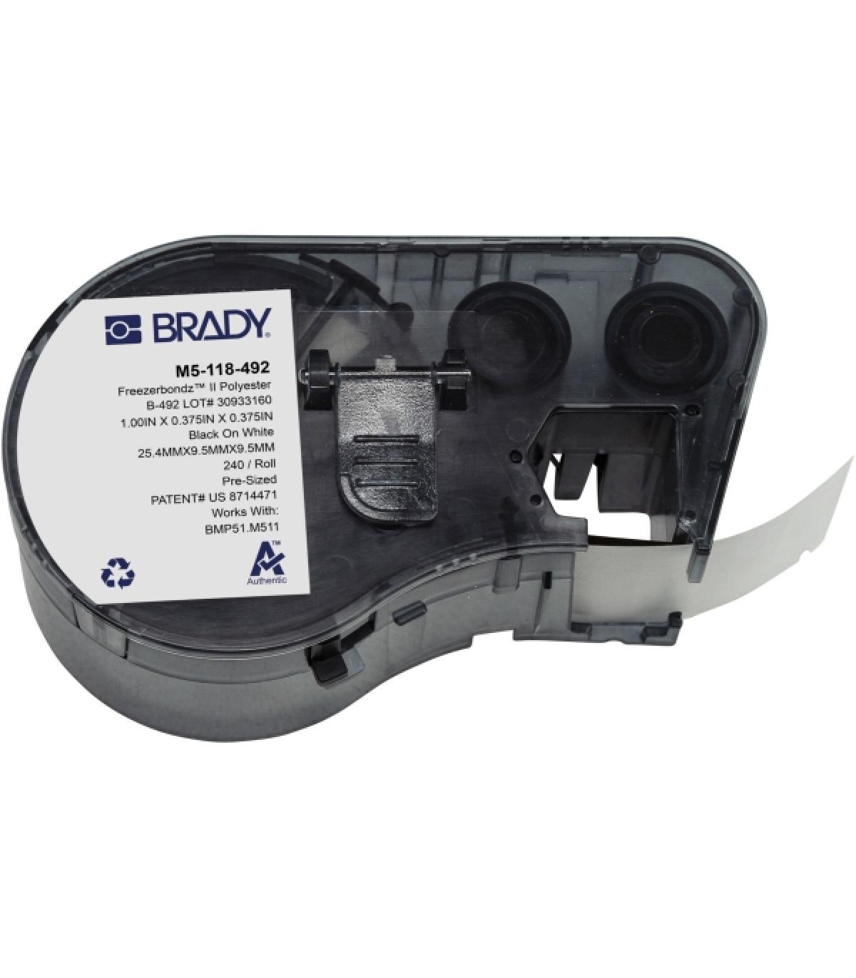 Brady M5-118-492 Cinta de Etiquetas Original Poliester Ultrafinas para Laboratorio - Texto Negro sobre Fondo Blanco - Ancho 25,4