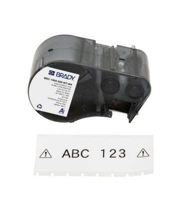 Brady M5C-1500-595-WT-BK Cinta de Etiquetas Original Vinilo - Texto Negro sobre Fondo Blanco - Ancho 38,10mm x 7,62m
