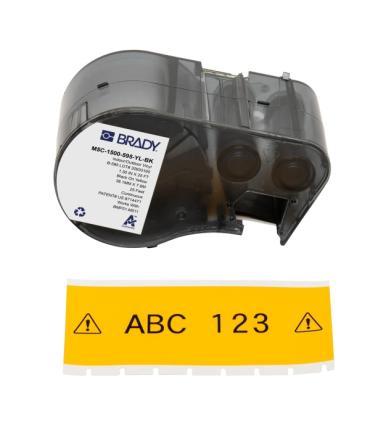 Brady M5C-1500-595-YL-BK Cinta de Etiquetas Original Vinilo - Texto Negro sobre Fondo Amarillo - Ancho 38,10mm x 7,62m