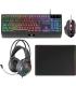 Mars Gaming MCP124PRO Combo Pack Gaming 4en1 - Teclado Hibrido H-Mech - Disposicion Francesa AZERTY FR - Raton 3200dpi - Alfombr