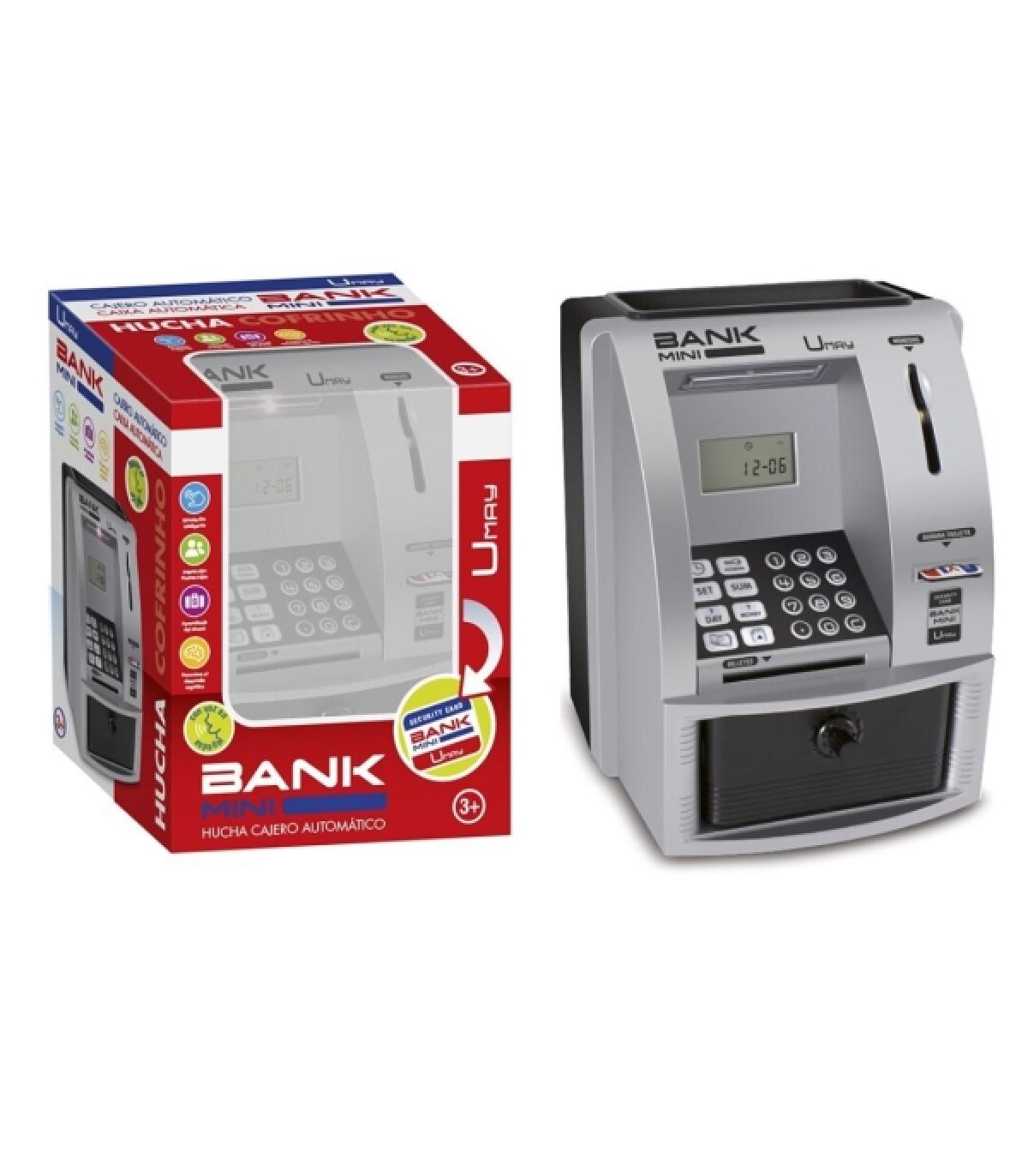 Umay Hucha Electronica Diseño Cajero Automatico - Contraseña Numerica y Mini Tarjeta de Credito - Cajon Extraible