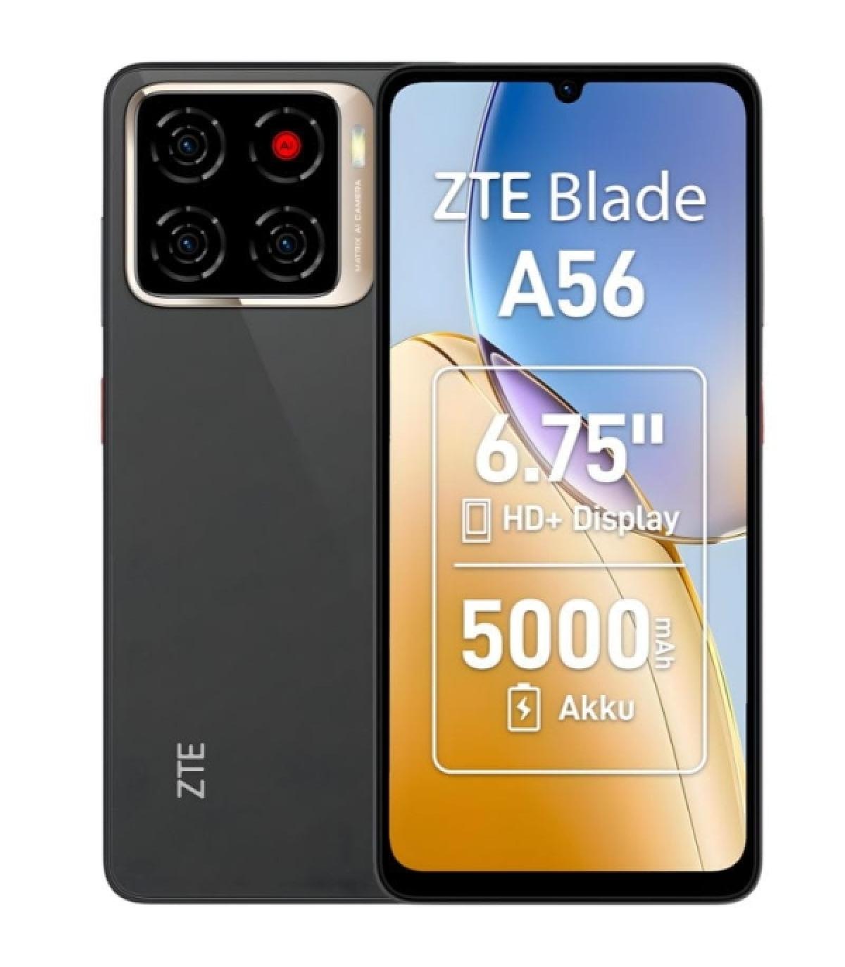 ZTE Blade A56 Smartphone Pantalla 6,75" - 4+8 GB RAM - 64 GB - 90 Hz - Bateria 5000 mAh - Color Negro