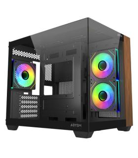 Abysm Danube Sava Nature 285C Black ARGB Caja Micro ATX, ITX - Lateral y Frontal Cristal Templado - 3.5" y 2.5" - USB-A, USB-C..