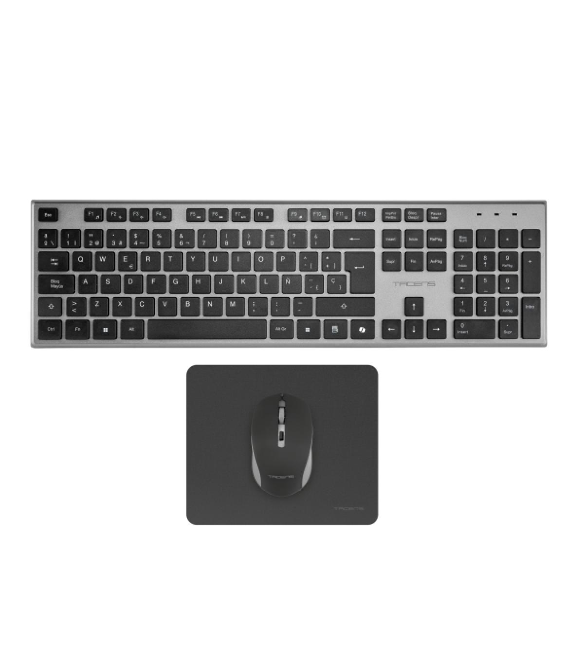 Tacens Zenith Combo Pack Inalabrico de Teclado Completo + Raton y Alfombrilla - Disposicion QWERTY ES - Teclas Silenciosas de Pe