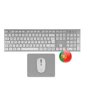 Tacens Zenith Combo Pack Inalabrico de Teclado Completo + Raton y Alfombrilla - Disposicion Portuguesa QWERTY PT - Teclas Silenc