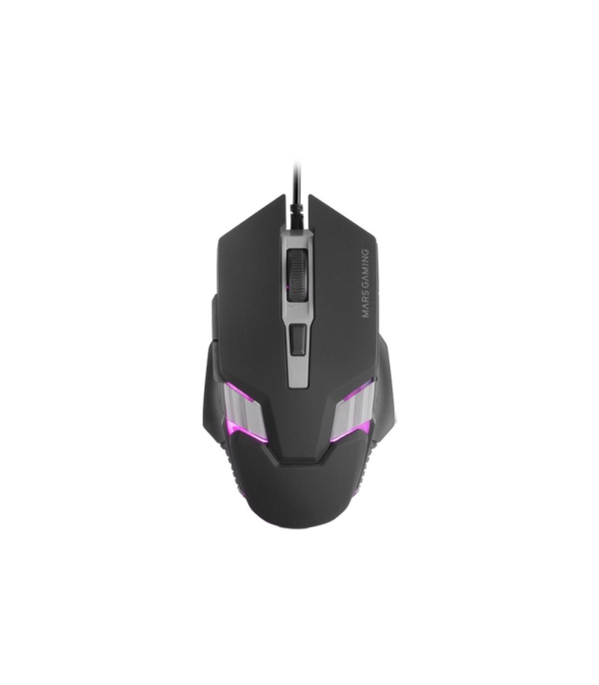 Mars Gaming MM024 Raton Gaming Optico - Sensor 4000dpi - Switches HUANO - Iluminacion RGB - 127x73x35mm - Color Negro
