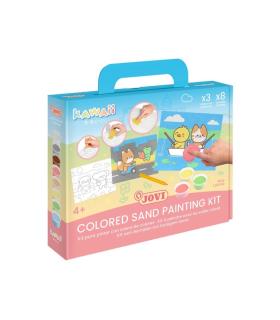 Jovi Kawaii Kit Pinta con Arena con 8 Botes de Arena + 1 Punzon + 3 Laminas con Diseños Kawaii - Colores Surtidos