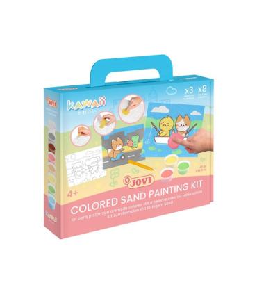Jovi Kawaii Kit Pinta con Arena con 8 Botes de Arena + 1 Punzon + 3 Laminas con Diseños Kawaii - Colores Surtidos