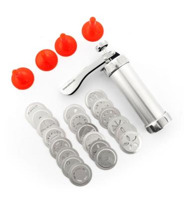 Innovagoods Prekies Maquina para Masa de Galletas 2 en 1 - Manga Pastelera - Incluye Plantillas - Facil Limpieza - Mango Ergonom