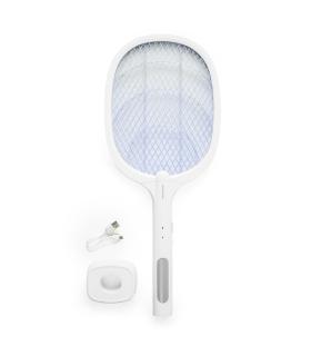 Innovagoods Elecfly Raqueta Matainsectos Recargable con Luz UV 2 en 1 - Funcion Lampara - 3000 Voltios - Bateria de 500mAh - Ant