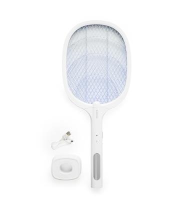 Innovagoods Elecfly Raqueta Matainsectos Recargable con Luz UV 2 en 1 - Funcion Lampara - 3000 Voltios - Bateria de 500mAh - Ant