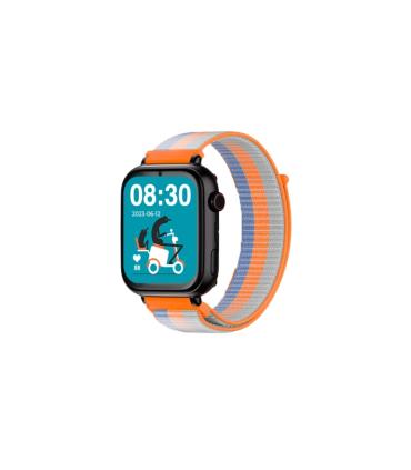 Savefamily Reloj Inteligente Infantil SaveWatch Plus con GPS y Llamada - IP67 - Boton SOS - Carcasa Negra - Correa Tela Naranja