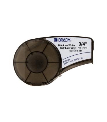 Brady M21-750-427 Cinta de Etiquetas Original de Vinilo - Texto Negro sobre Fondo Blanco - Ancho 19,1mm x 4,30m