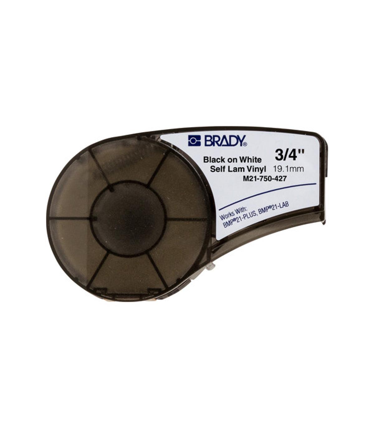 Brady M21-750-427 Cinta de Etiquetas Original de Vinilo - Texto Negro sobre Fondo Blanco - Ancho 19,1mm x 4,30m