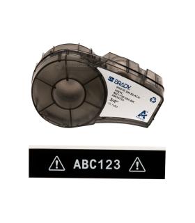 Brady M21-750-595-BK Cinta de Etiquetas Original Vinilo - Texto Blanco sobre Fondo Negro - Ancho 19,1mm x 6,40m