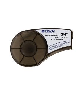 Brady M21-750-595-BL Cinta de Etiquetas Original Vinilo - Texto Blanco sobre Fondo Azul - Ancho 19,1mm x 6,40m