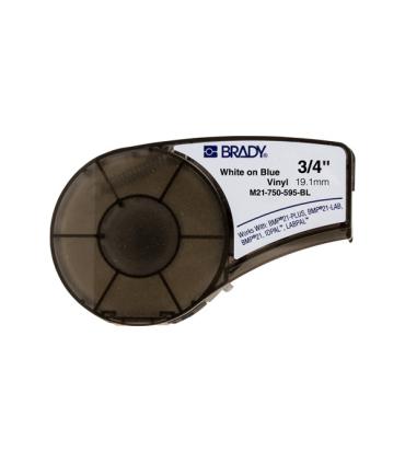 Brady M21-750-595-BL Cinta de Etiquetas Original Vinilo - Texto Blanco sobre Fondo Azul - Ancho 19,1mm x 6,40m