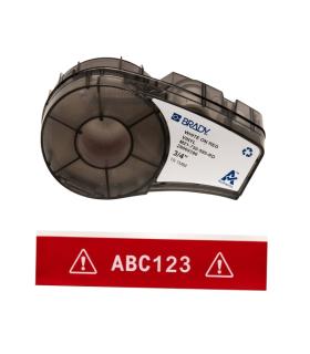 Brady M21-750-595-RD Cinta de Etiquetas Original Vinilo - Texto Blanco sobre Fondo Rojo - Ancho 19,1mm x 6,40m