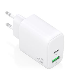 Aisens Cargador GAN 45W - 1xUSB-C PD3.0 QC4.0 y 1xUSB-A QC3.0 - Color Blanco