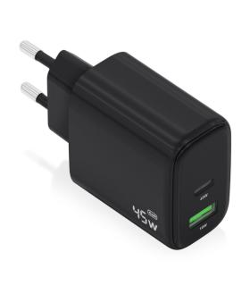 Aisens Cargador GAN 45W - 1xUSB-C PD3.0 QC4.0 y 1xUSB-A QC3.0 - Color Negro