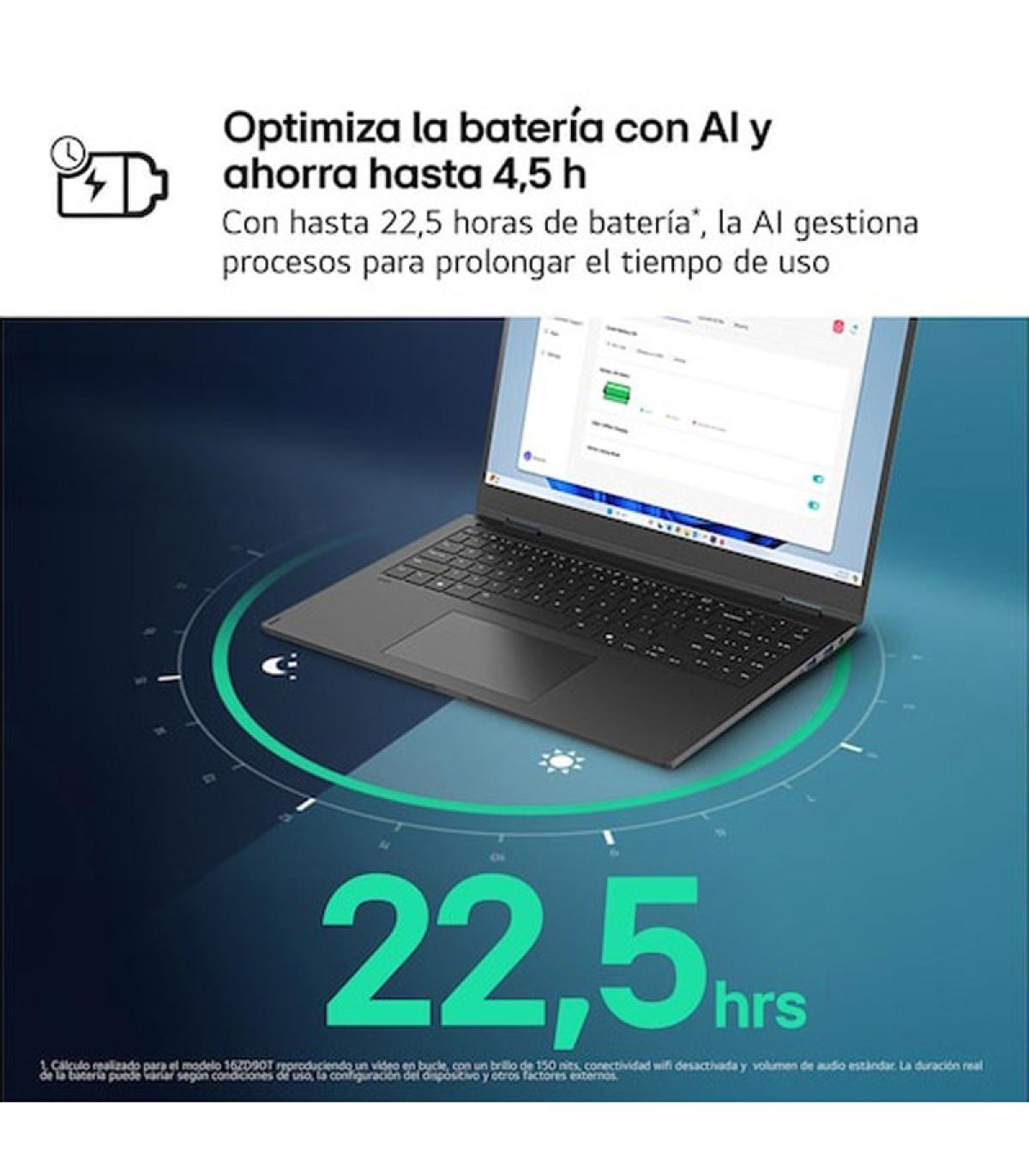 PORTATIL LG GRAM, 16", 16ZD90T, INTEL CORE ULTRA 7, 40,6 CM, 2560 X 1600 PIXELES, 16 GB, 1 TB, FREEDOS
