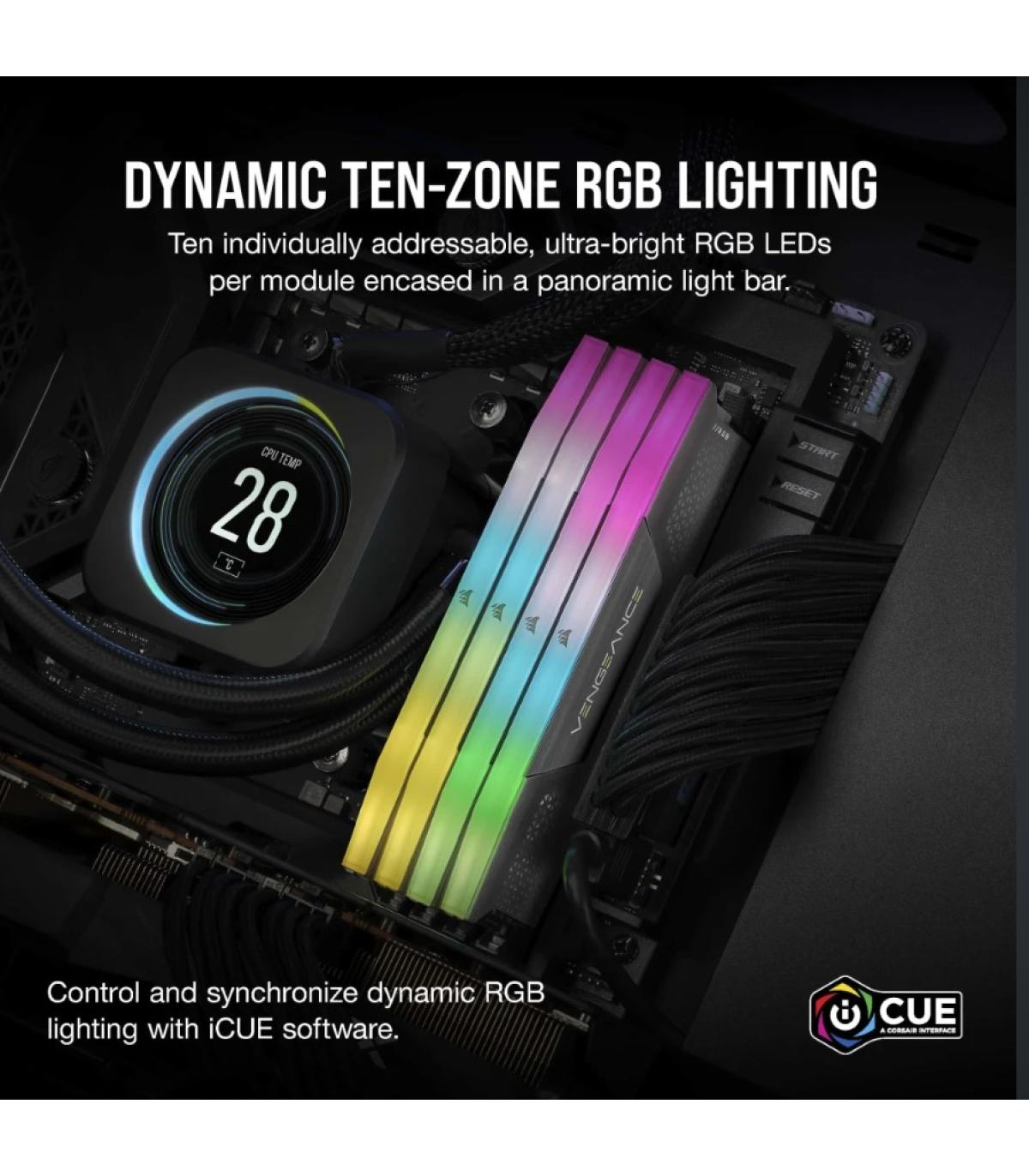 MEMORIA CORSAIR DDR5 32GB 2X16GB PC5200 VENGEANCE RGB CMG32GX5M2B5200Z40