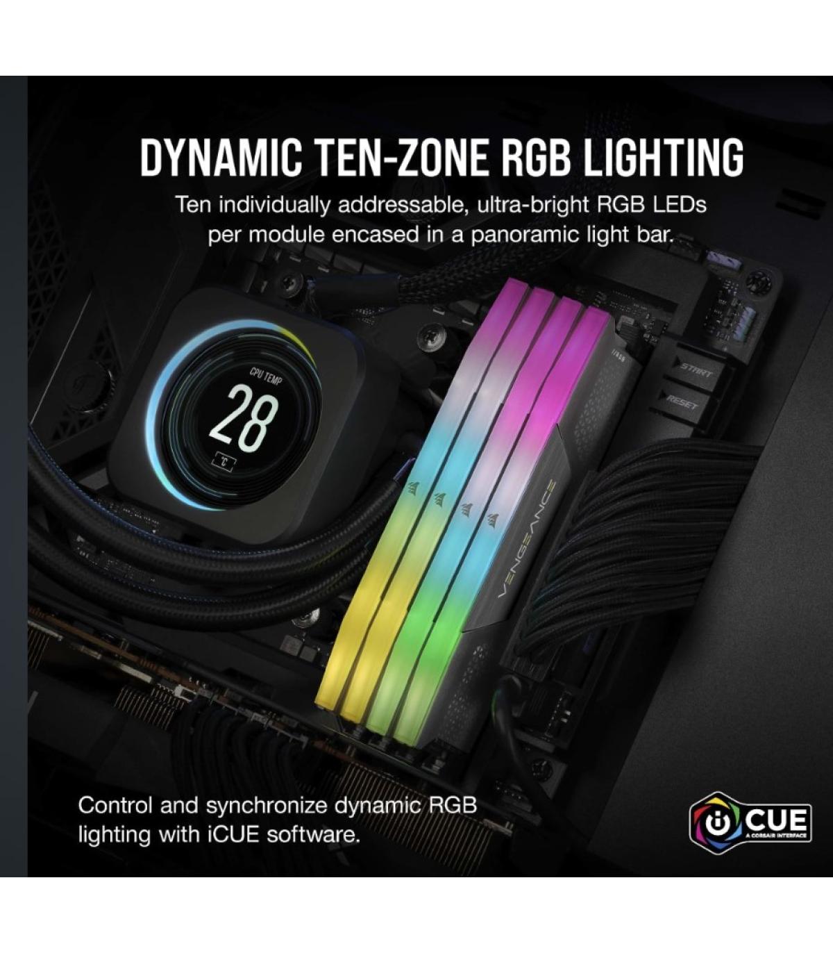 MEMORIA CORSAIR DDR5 32GB 2X16GB PC5600 VENGEANCE RGB CMG32GX5M2B5600Z40