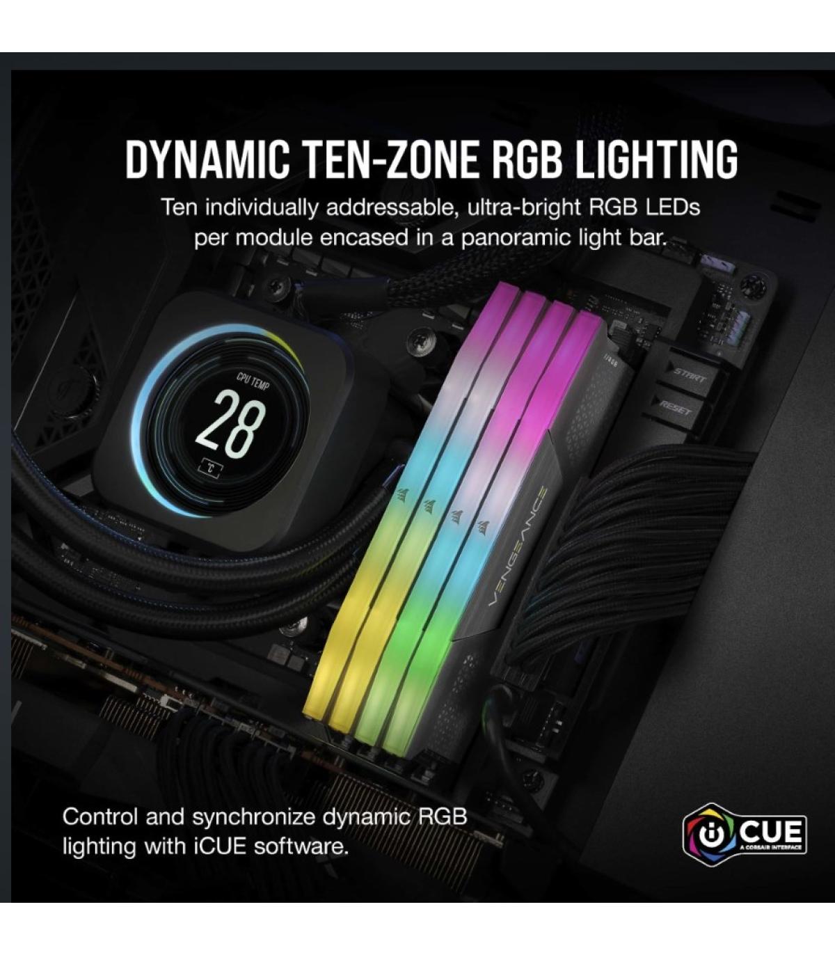 MEMORIA CORSAIR DDR5 64GB 2X32GB PC6000 VENGEANCE RGB CMG64GX5M2D6000Z40