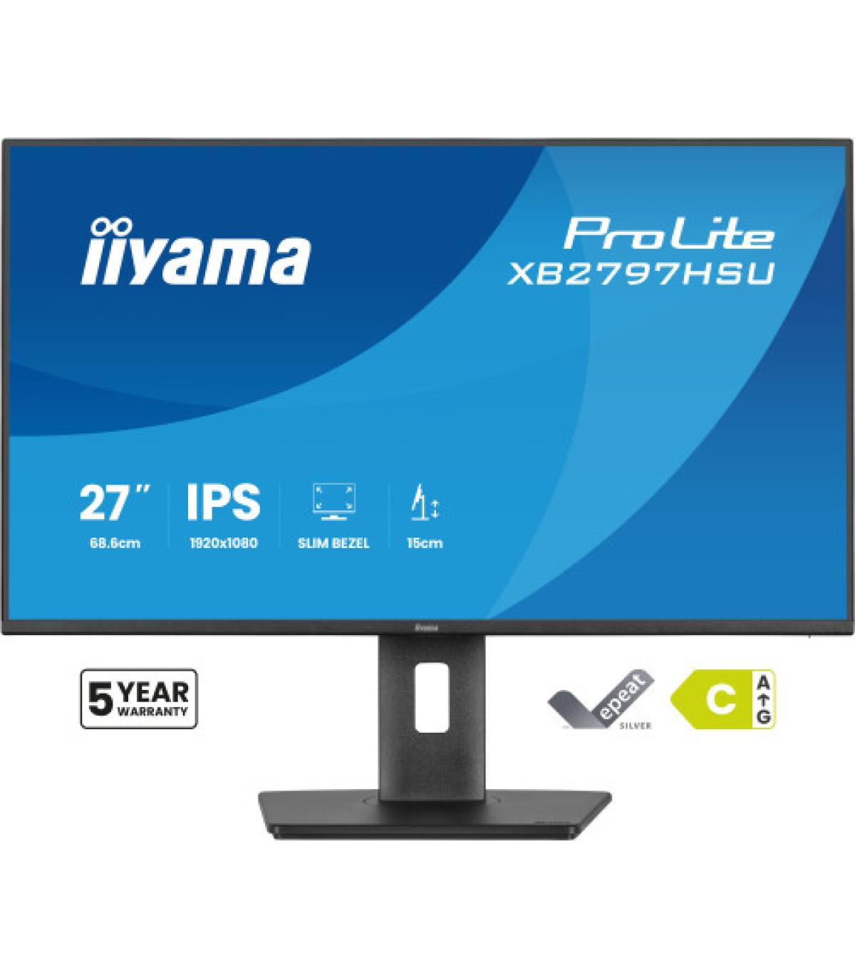 MONITOR IIYAMA PANTALLA PARA PC 68,6 CM (27") 1920 X 1080 PIXELES FULL HD LED PANEL IPS AJUSTABLE EN ALTURA HDMI DISPLAYPORT USB