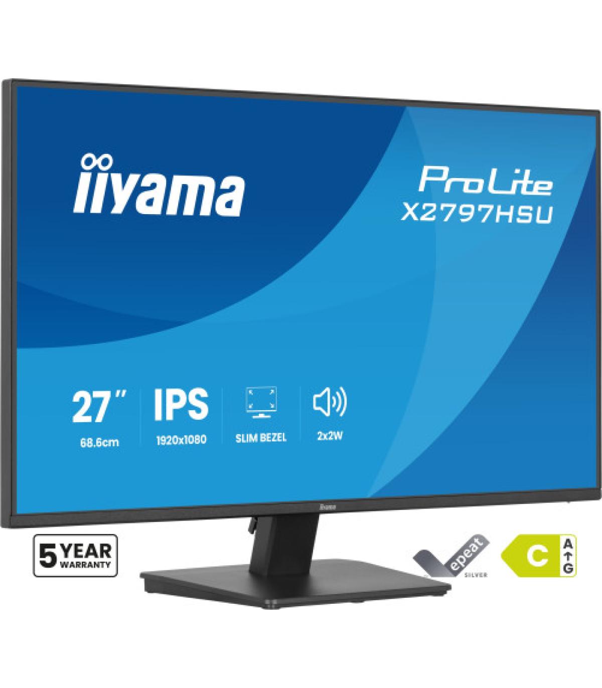 MONITOR IIYAMA PANTALLA PARA PC 68,6 CM (27") 1920 X 1080 PIXELES FULL HD LED PANEL IPS MARCO FINO HDMI DISPLAYPORT USB