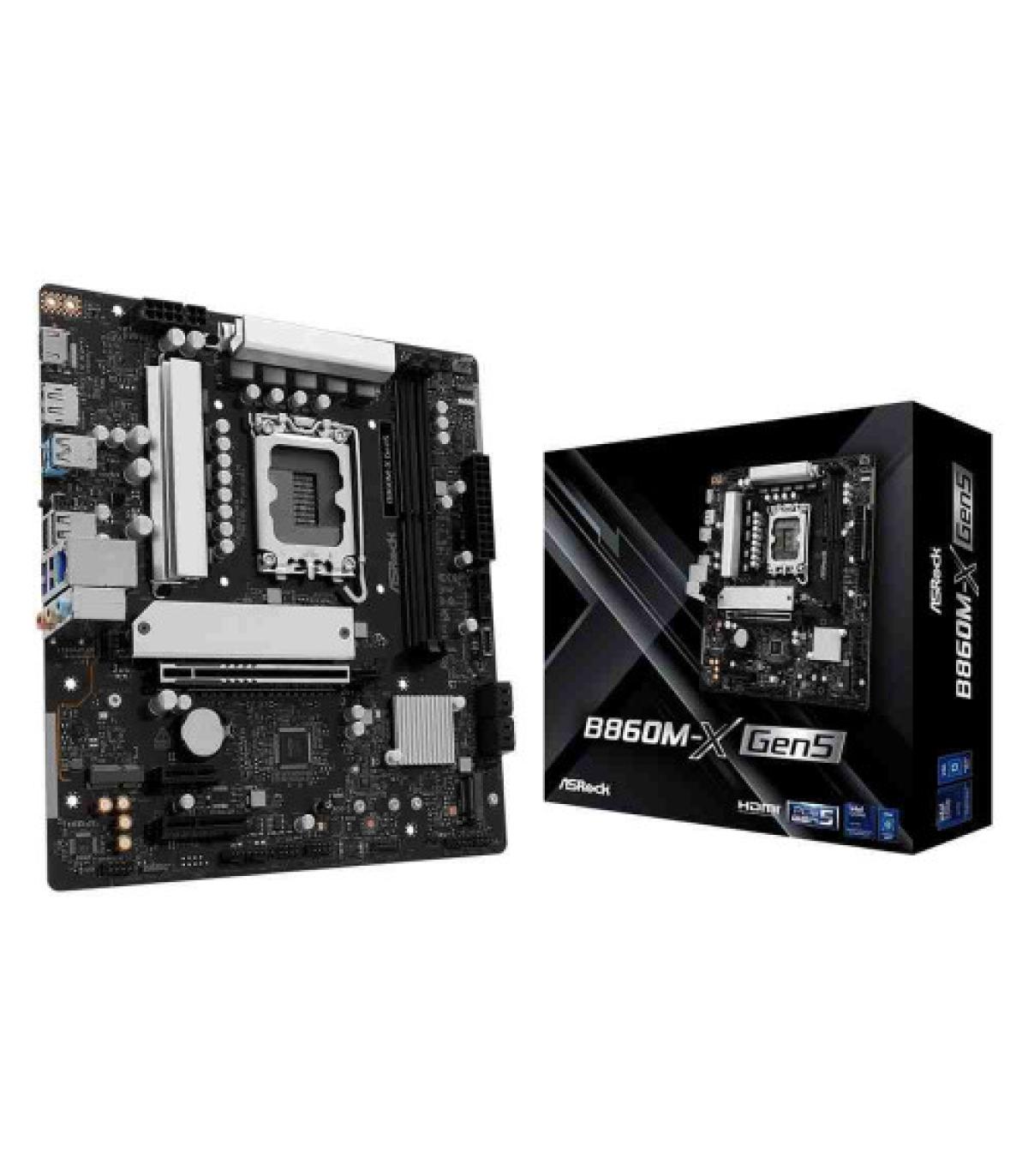 PLACA ASROCK B860M-X GEN5,INTEL,1851,B860,2DDR5,128GB,1HDMI+1DP,4SATA3+2M.2,2.5GBELAN,7USB3.2,MATX