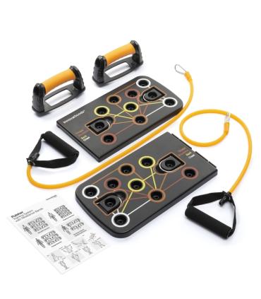 Innovagoods Pulsher Set de Entrenamiento con Bandas de Resistencia - Guia de Ejercicios - Desmontable - Antideslizante - Soporta