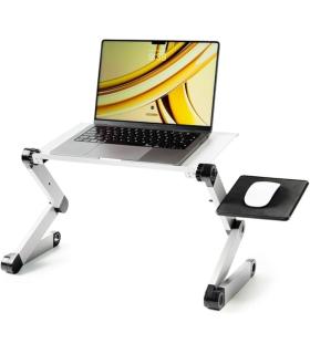 Innovagoods Omnible Mesa Ajustable Multiposicion para Portatil de Aluminio - Plegable - Soporta hasta 15kg - Bandeja para Raton.