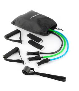Innovagoods Tribainer Set de 3 Bandas de Resistencia con Accesorios - Resistencia Ajustable - Guia de Ejercicios - Portatil - Ma
