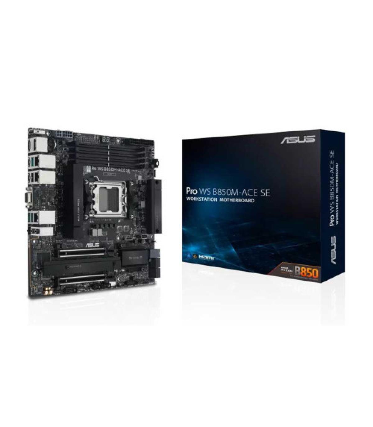 PLACA ASUS PRO WS B850M-ACE SE,AMD,AM5,B850,4DDR5,256GB,VGA+DP+HDMI+USB C,4SATA3+2M.2,1GB10+1GB2.5+1GB1+WIFI6+BT5.3,6USB3.2,MATX