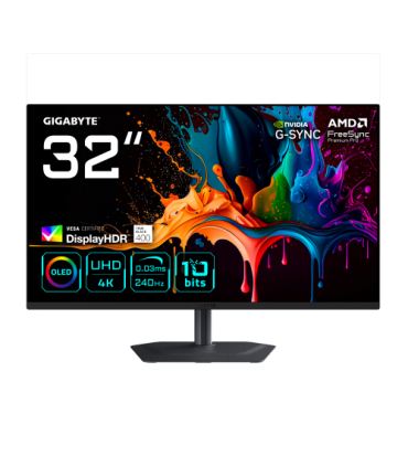 MONITOR GIGABYTE 32" MO32U2,3840X2160 (OLED UHD),0.18PP,1000:0,03MS,165HZ,2HDMI+1DP+3USB3.2+USB TYPE C,ALTAVOCES