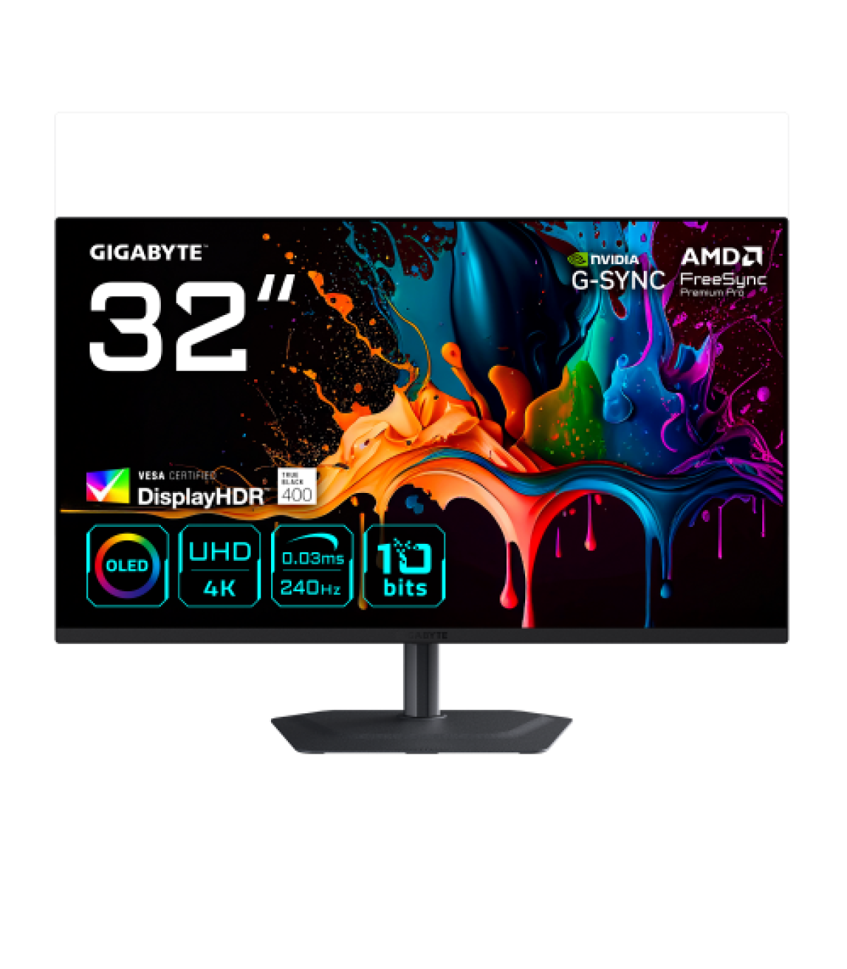 MONITOR GIGABYTE 32" MO32U2,3840X2160 (OLED UHD),0.18PP,1000:0,03MS,165HZ,2HDMI+1DP+3USB3.2+USB TYPE C,ALTAVOCES