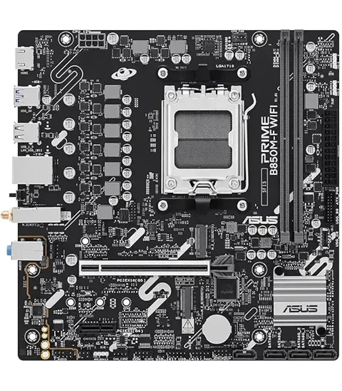 PLACA ASUS PRIME B850M-F WIFI,AMD,AM5,B850,2DDR5,128GB,1HDMI,4SATA3+2M.2,GBLAN+WIFI6+BT5.3,5USB3.2,MATX