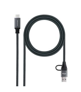 Nanocable Cable USB 3.2 Gen2x2 5A/100W - USB-C + USB-A/M a USB-C/M - 1m - Color Gris