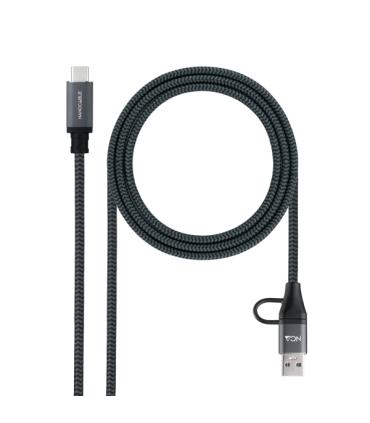 Nanocable Cable USB 3.2 Gen2x2 5A/100W - USB-C + USB-A/M a USB-C/M - 1.5m - Color Gris