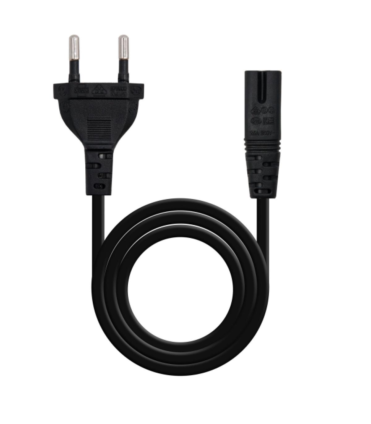 Nanocable Cable de Alimentacion Forma 8 CEE7/16 Macho a C7 Hembra 2m - Color Negro
