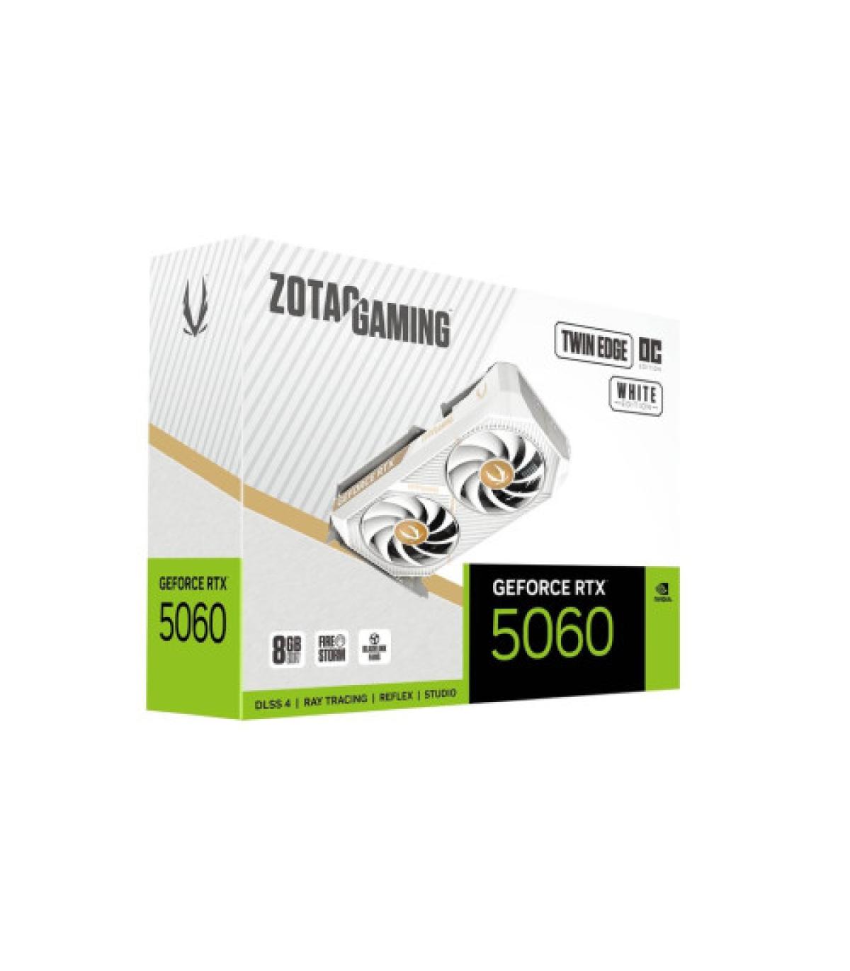 VGA ZOTAC RTX 5060 TWIN EDGE OC 8GB WHITE VERSION,NV,RTX5060,8GB,GDDR7,128BIT,1HDMI+3DP,2 VENTILADORES (ZT-B50600Q-10M