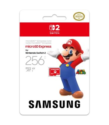 Nintendo Tarjeta Micro SD Samsung para Consola Nintendo Switch 2 - Capacidad 256Gb - Logotipo de Mario Bros - Velocidades Rapida