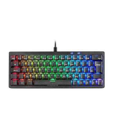 Mars Gaming MKMINIPRO Teclado Compacto Hibrido H-Mech - Switch SKN Marron - Disposicion QWERTY ES - Iluminacion RGB Chroma - 300
