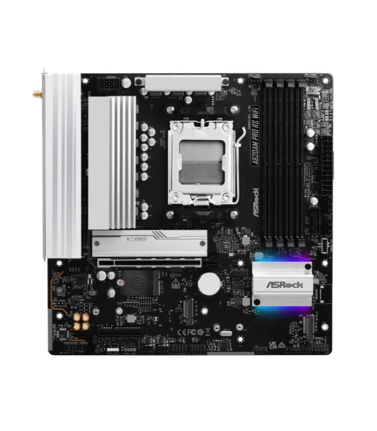 PLACA ASROCK A620AM PRO RS WIFI,AMD,AM5,A620A,4DDR5,256GB,HDMI+DP,2SATA6+2M.2,7USB3.2,2.5GBLAN+WIFI6E+BT5.2,MATX